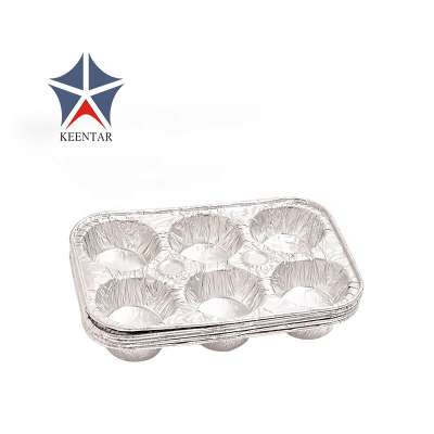 Disposable 6 Compartment Egg Tart Box Egg Tart Mold Aluminum Foil Container